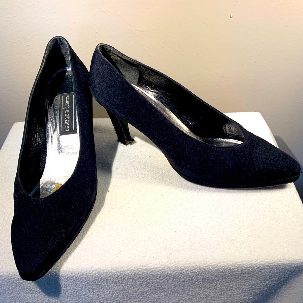 Stuart Weitzman Black Satin Pumps